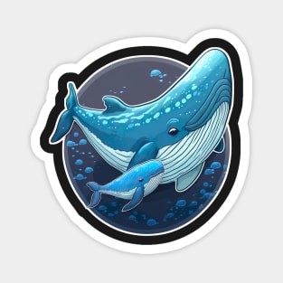 Baby and mama whale Magnet