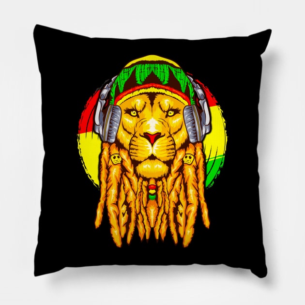 Rastafarian Lion Leo Zodiac Horoscope Astrology Pillow by E