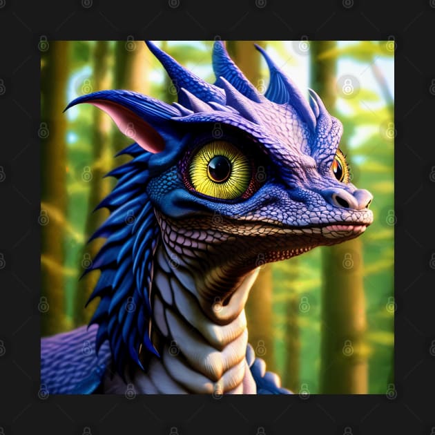 Smirking Blue Scaled Jungle Dragon with Big Eyes by dragynrain