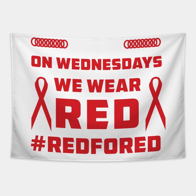 Red For Ed - On Wednesdays We Wear Red Teacher Tapestry by mo designs 95