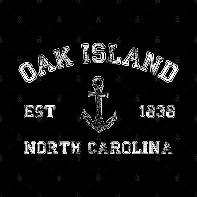 Oak Island, North Carolina Vintage Nautical Anchor Retro by Contentarama