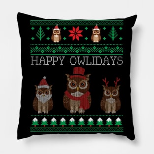 Funny Cute Owl Lovers Owl Ugly Christmas Sweaters Pillow