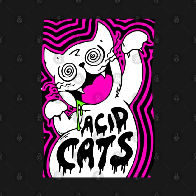 Acid cats - Catsondrugs.com - Techno, rave, edm, festival, techno, trippy, music, 90s rave, psychedelic, party, trance, rave music, rave krispies, rave flyer T-Shirt by catsondrugs.com