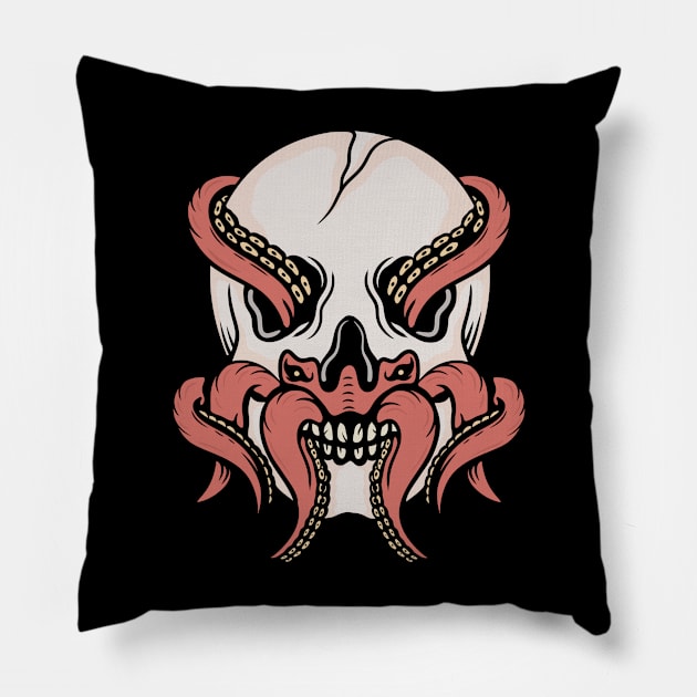 Octopus and skull Pillow by gggraphicdesignnn