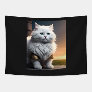 Cat in Armor - Modern Digital Art Tapestry