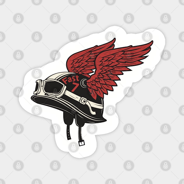 Motorcycle helmet with wings Magnet by Vectorhight