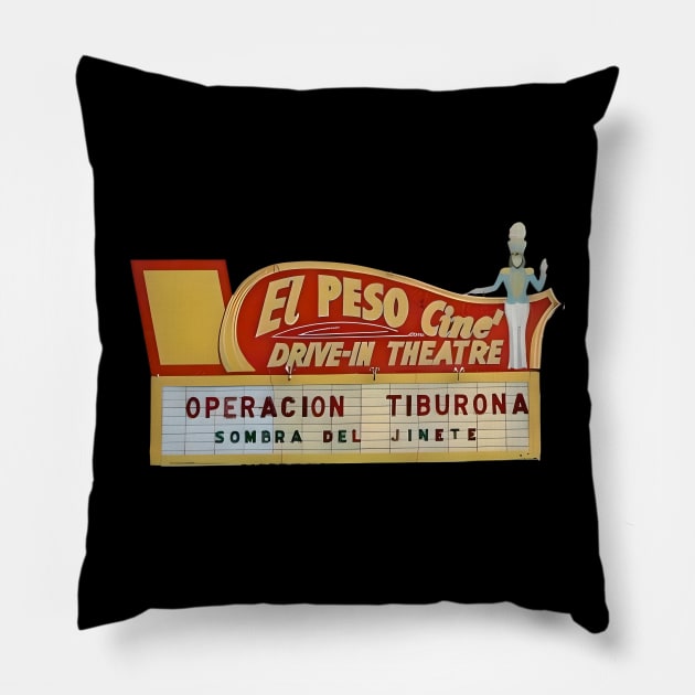 El Peso Drive-In Theatre in Phoenix, Arizona Pillow by Desert Owl Designs