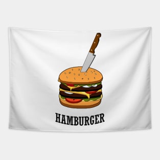 Delicious Hamburger Burger with Knife for Food Lovers Chief Gift Tapestry