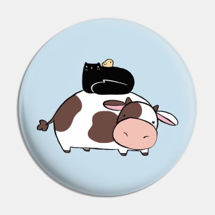 Cow Black Cat and Chick Pin