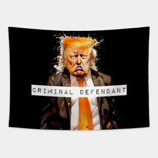 Donald Trump: Criminal Defendant On a Dark Background Tapestry