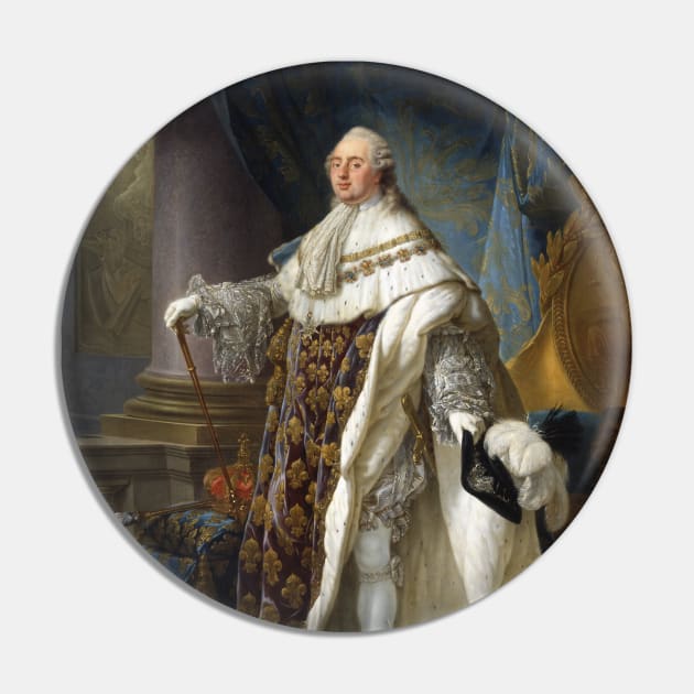 Louis XVI, King of France and Navarre, wearing his grand royal costume in 1779 by Antoine-Francois Callet Pin by Classic Art Stall