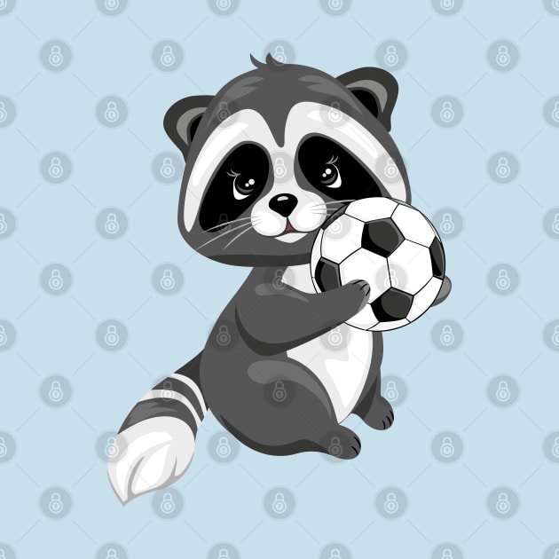 Cute raccoon with a soccer ball by teddy2007b