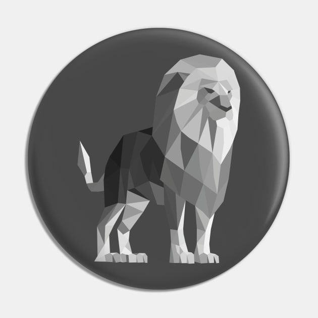 Grey Low Poly Lion Pin by shaldesign