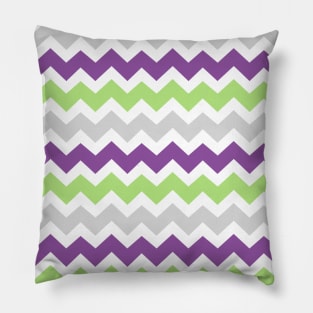 Purple Lime Green Grey Chevron Pattern Pillow