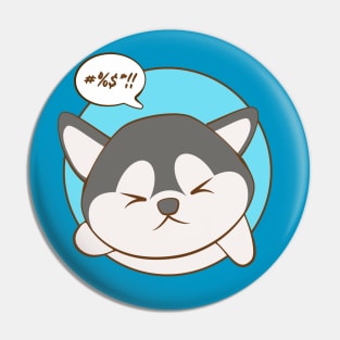 Grumpy Kawaii Husky Pin