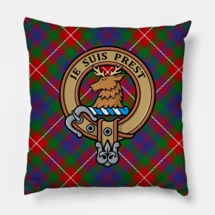 Clan Fraser of Lovat Crest over Tartan Pillow