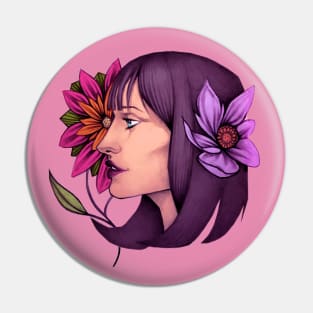 Floral Beautiful Girl Pin