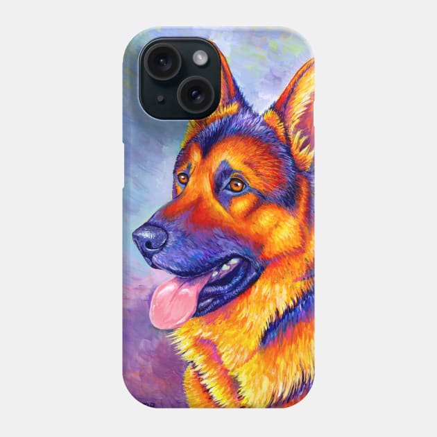 Courageous Partner Colorful German Shepherd Dog Phone Case by rebeccawangart