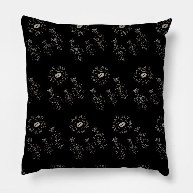 Coffee flower and coffee beans. pattern Pillow by Muse