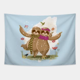 Sloths Romantic Couple Tapestry