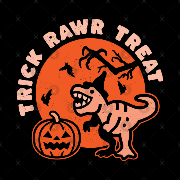 Trick Rawr Treat Witch Halloween Dinosaur T-Rex Funny Kids by OrangeMonkeyArt