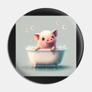 Cute Happy Pig Bathroom Drawing Illustration Pin