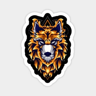 golden wolf rainbow Magnet