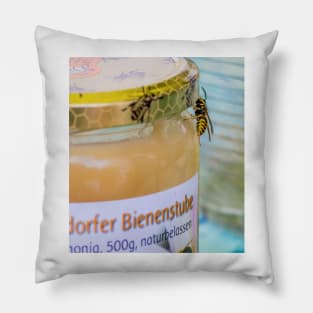 Wasp round a honeypot Pillow