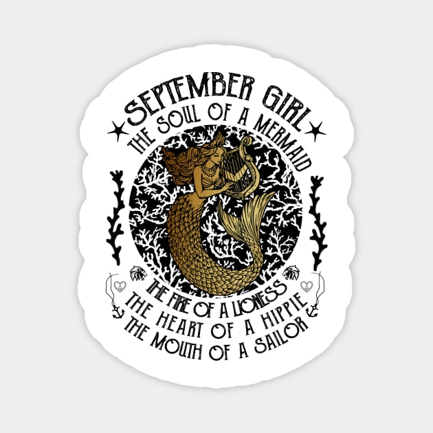 September Girl The Soul Of A Mermaid Vintage Shirt Funny Gift Magnet by Tiennhu Lamit19