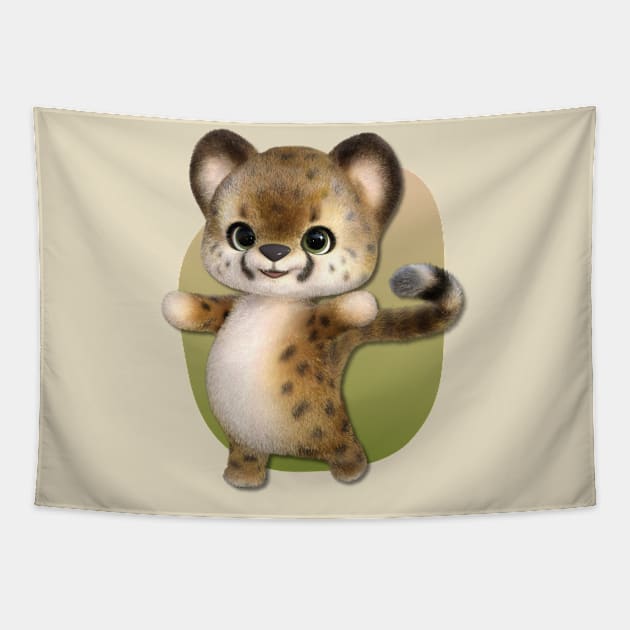 Cute dancing Cheetah kitten Tapestry by AlondraHanley