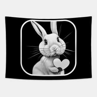 A bunny holding a heart shape Tapestry