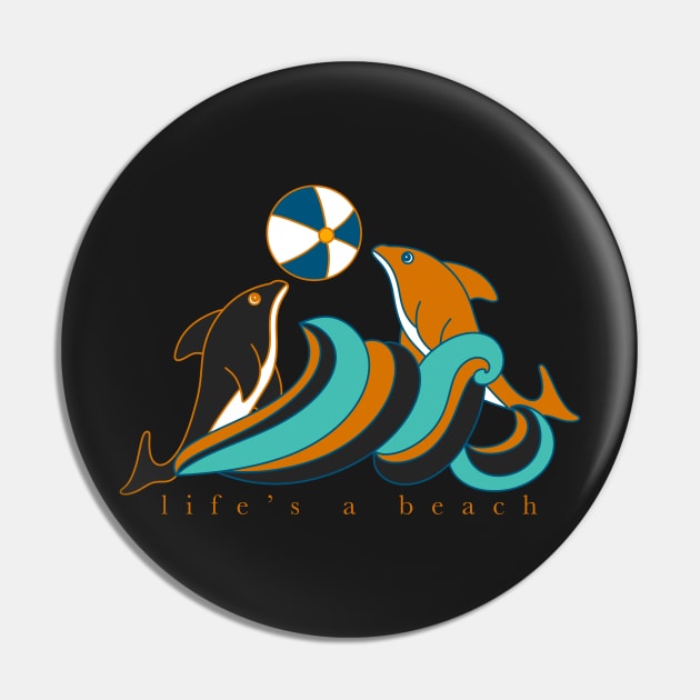 Dolphin Beach Ball Summer Aesthetic Pattern Pin by panco