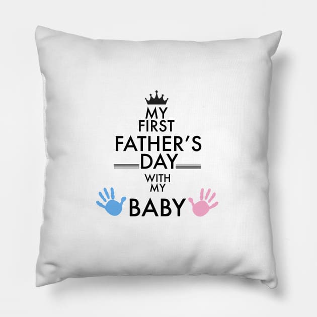 My first Father's Day greeting card with baby hand print Pillow by GULSENGUNEL