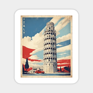 Leaning Tower of Pisa Italy Vintage Tourism Travel Poster Magnet