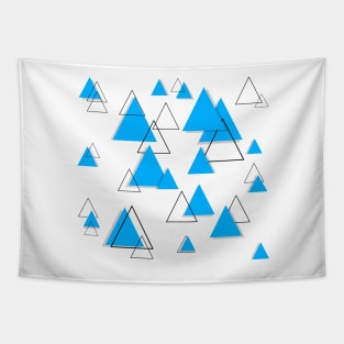 Triangle Geometric Light Blue and Black Tapestry