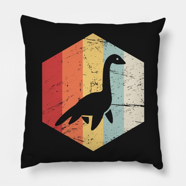 Retro Vintage 70s Loch Ness Monster Icon Pillow by MeatMan