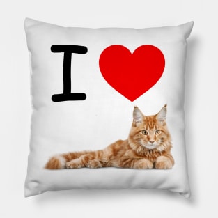 I HEART ORANGE MAINE COON CAT Pillow