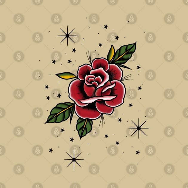 American Traditional Rose Tattoo Design by Kraken Jack