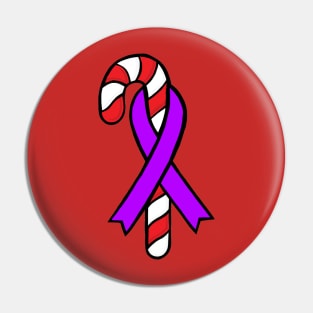 Candy Cane Awareness Ribbon (Purple) Pin