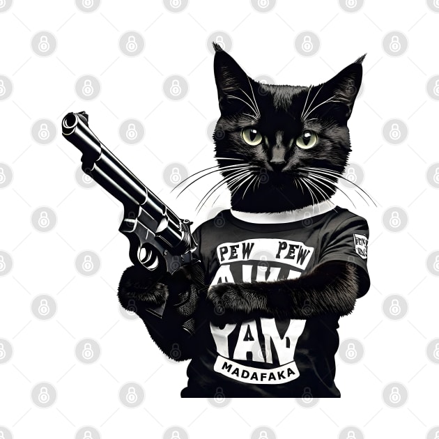 Crazy Cat Pew Pew Madafakas Vintage Funny Cat Owners by AlexBRD