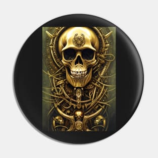 Skull With Gold Ornaments | Gold Skull Artwork | Armored Skull | Dystopian Skull | Skull Warrior Pin