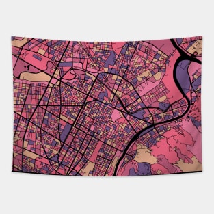 Turin Map Pattern in Purple & Pink Tapestry