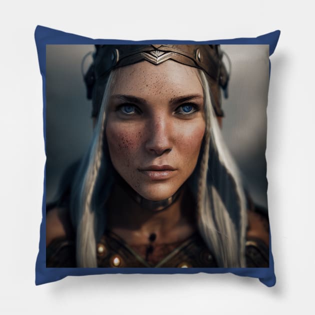 Viking Shield Maiden Pillow by Grassroots Green