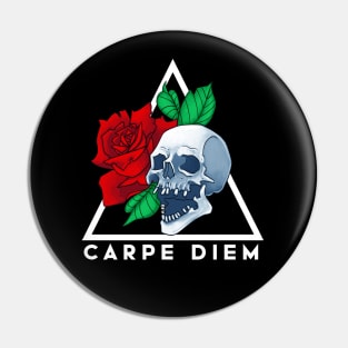 Skull and Rose Carpe Diem Pin