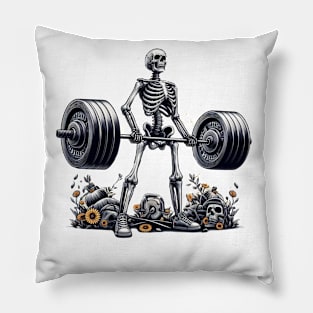 Deadlift Skeleton Pillow