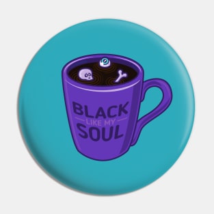 Black like my soul coffee mug with skull and bone Pin
