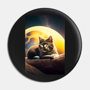 British Shorthair On The Moon Pin