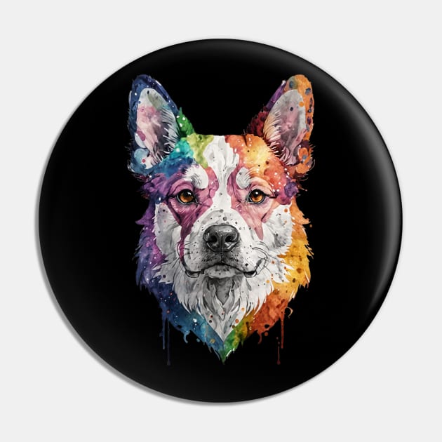 Colorful water paint style dog Pin by T-Shirt Paradise