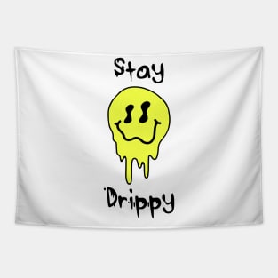 'Stay Drippy' Yellow smiley face Tapestry
