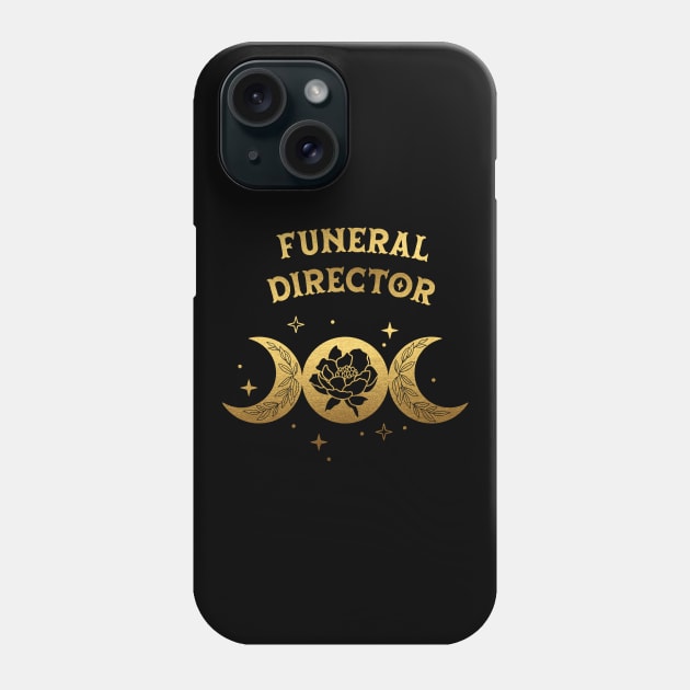 Funeral Director - Boho Moon & Wild Rose Golden Design Phone Case by best-vibes-only